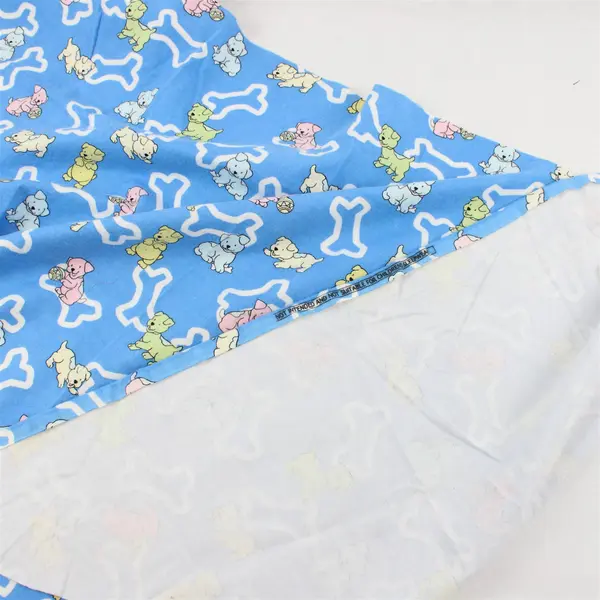 Blue Fleece Fabric Cartoon Dogs & Bones 26x46in Soft Craft Fabric