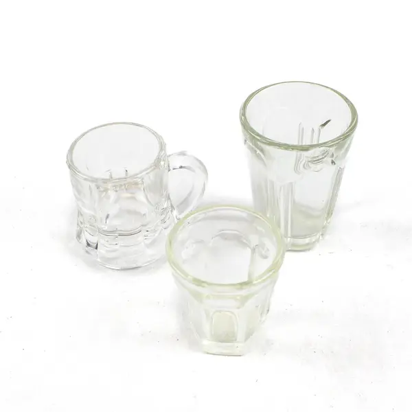 Lot of 3 Clear Glass Shot Glasses Assorted Used Pre-Owned 