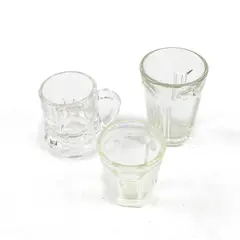 Lot of 3 Clear Glass Shot Glasses Assorted Used Pre-Owned 