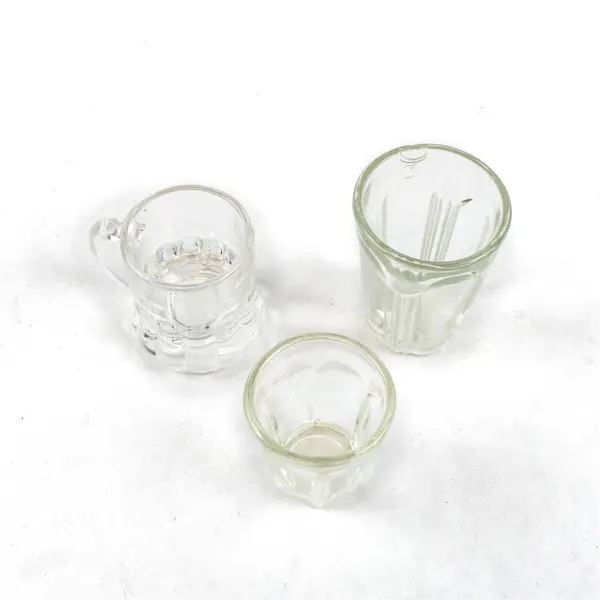 Lot of 3 Clear Glass Shot Glasses Assorted Used Pre-Owned 