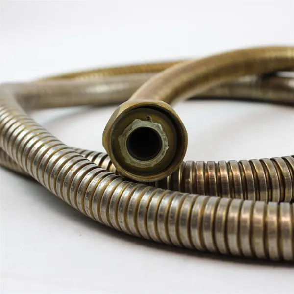 Vintage-Style Brushed Gold Handheld Shower Flexible Stainless Steel Hose