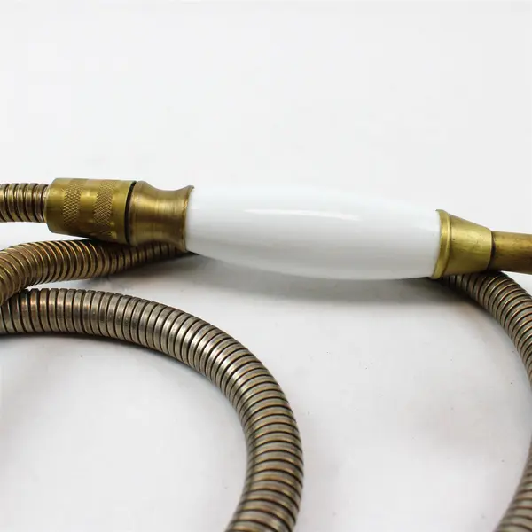 Vintage-Style Brushed Gold Handheld Shower Flexible Stainless Steel Hose