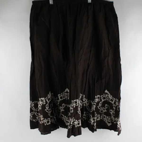 Style & Co. Beaded Dark Brown A-Line Midi Skirt Women's Large