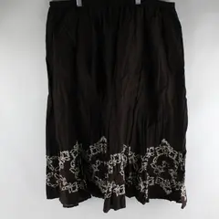 Style & Co. Beaded Dark Brown A-Line Midi Skirt Women's Large