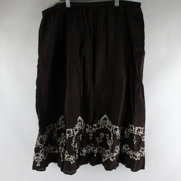 Style & Co. Beaded Dark Brown A-Line Midi Skirt Women's Large