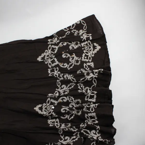 Style & Co. Beaded Dark Brown A-Line Midi Skirt Women's Large