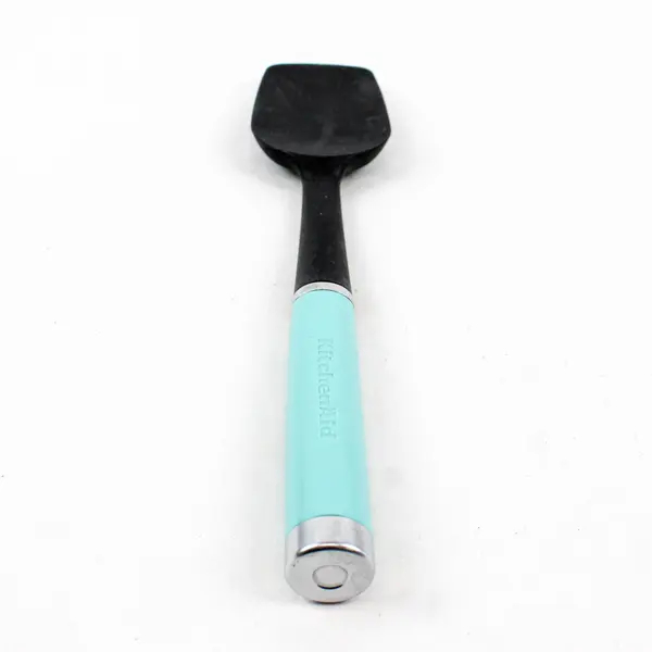 Kitchenaid Aqua Sky Teal and Black Flipper Spatula Plastic Chrome