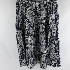 Liz Claiborne Navy and White Floral Pattern A-Line Midi Skirt Women's Size 8