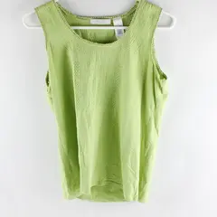 Liz Wear by Liz Claiborne Embroidered Light Green Tank Top Women's Medium