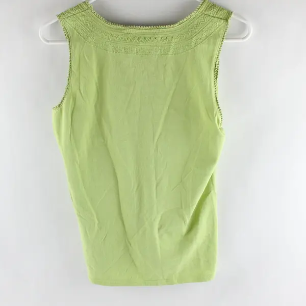 Liz Wear by Liz Claiborne Embroidered Light Green Tank Top Women's Medium
