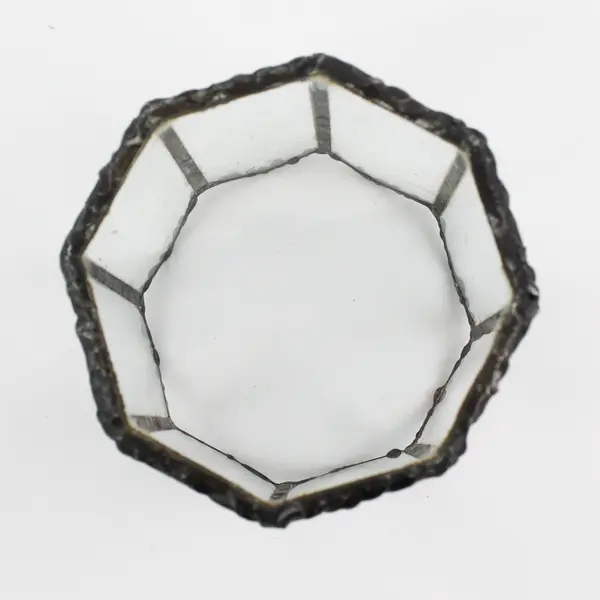 Handmade Metal And Glass Octagon Votive Candle Holder 3.75"