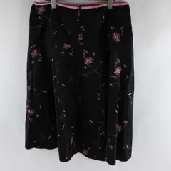 JKLA California Pink Floral Pattern Black Midi Skirt Women's Medium