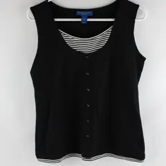 Karen Scott Sport Faux Layered Black and White Striped Tank Women's Small