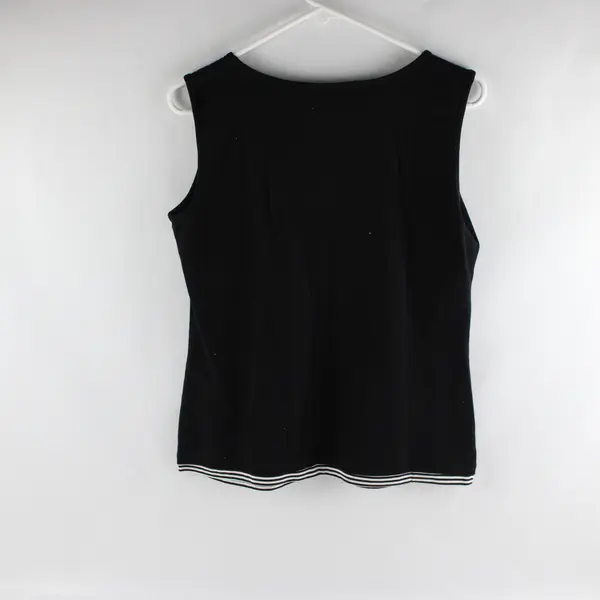 Karen Scott Sport Faux Layered Black and White Striped Tank Women's Small