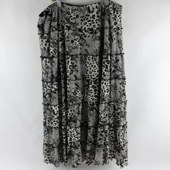 Style & Co. Black and Off-White Floral and Leopard Print Midi Skirt Women's Med