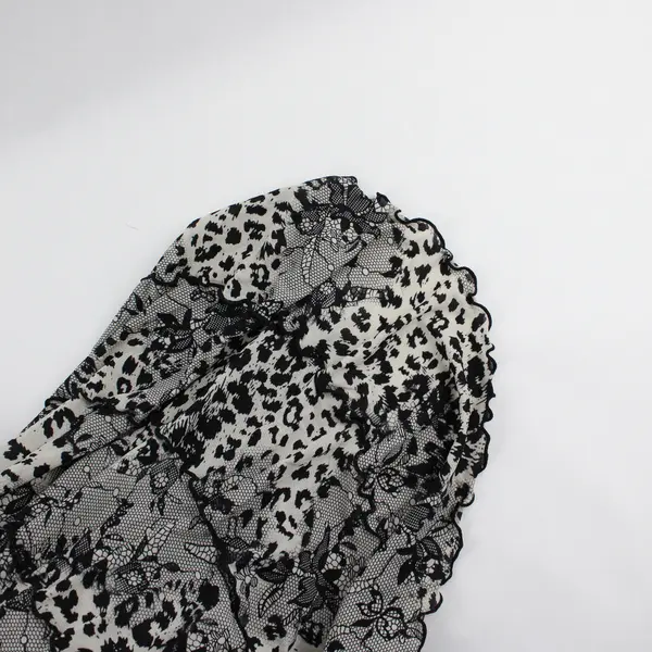 Style & Co. Black and Off-White Floral and Leopard Print Midi Skirt Women's Med