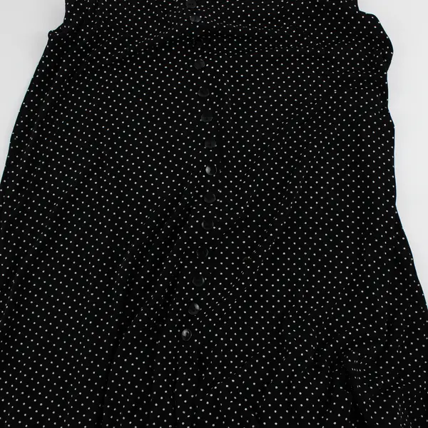 Briggs New York White Polka Dot Button Detail Black Maxi Skirt Women's Medium