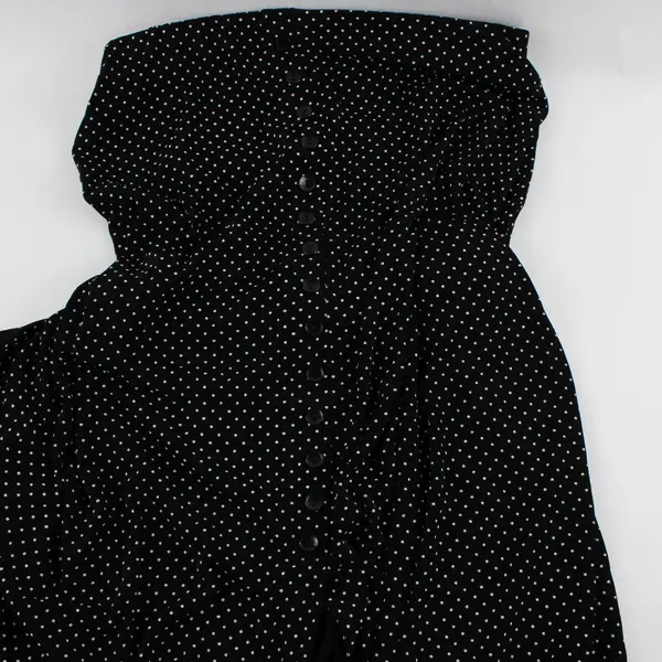 Briggs New York White Polka Dot Button Detail Black Maxi Skirt Women's Medium