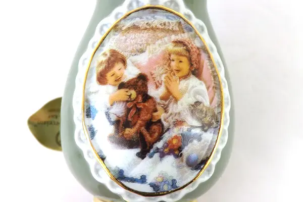 Sandra Kuck Sugar & Spice #3 Morning Teddy Set of 3 Porcelain Ornaments COA