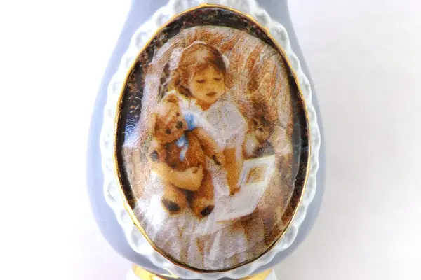 Sandra Kuck Sugar & Spice #3 Morning Teddy Set of 3 Porcelain Ornaments COA