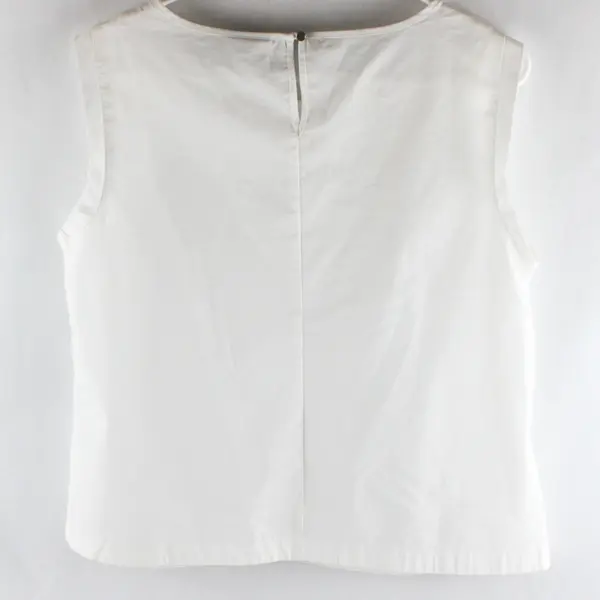Liz Claiborne Floral Detail White Cotton Sleeveless Top Women's Medium