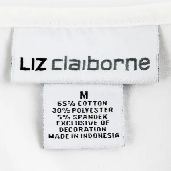 Liz Claiborne Floral Detail White Cotton Sleeveless Top Women's Medium