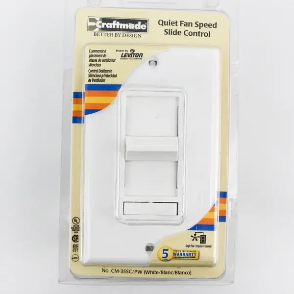 Craftmade 3-Speed Quiet Fan Slide Control  CM-3SSC/PW NIP
