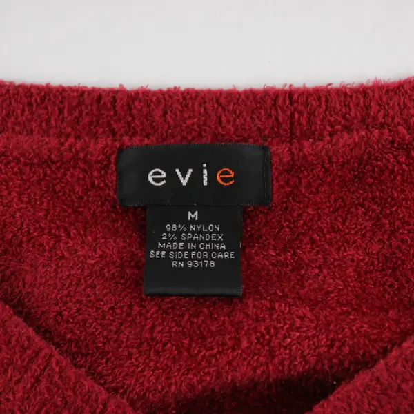 Evie Red Fuzzy V-Neck Pullover Sweater Women's Medium