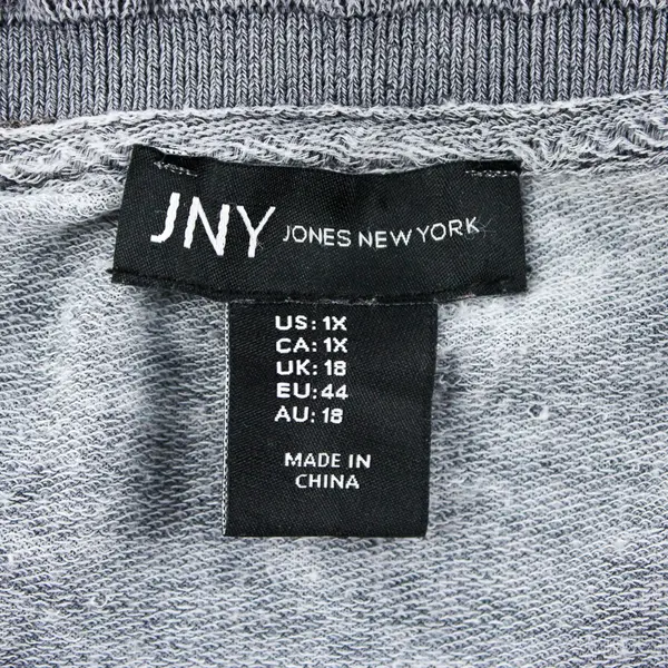 Jones New York Gray 3/4-Sleeve Top Women's Size 1X