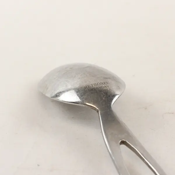 Lot of 2 Retroneu Double Loop Stainless 9.5" Dinner Knife and 8" Oval Soup Spoon