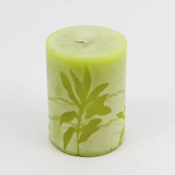 Lot of 3 Pier 1 Impressed Botanical Pattern Unscented Pillar Candles