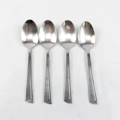 Lot of 4 Retroneu Concept Stainless Steel Oval Soup Spoons 7.5"