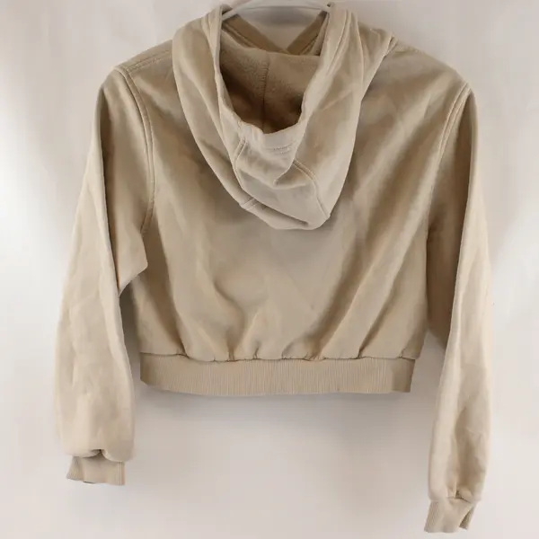 Nike Logo Print Beige Cropped Hoodie Girls' Large