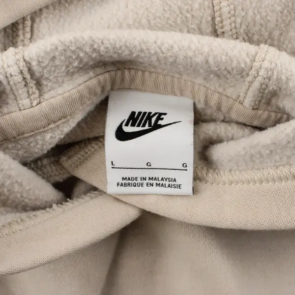 Nike Logo Print Beige Cropped Hoodie Girls' Large
