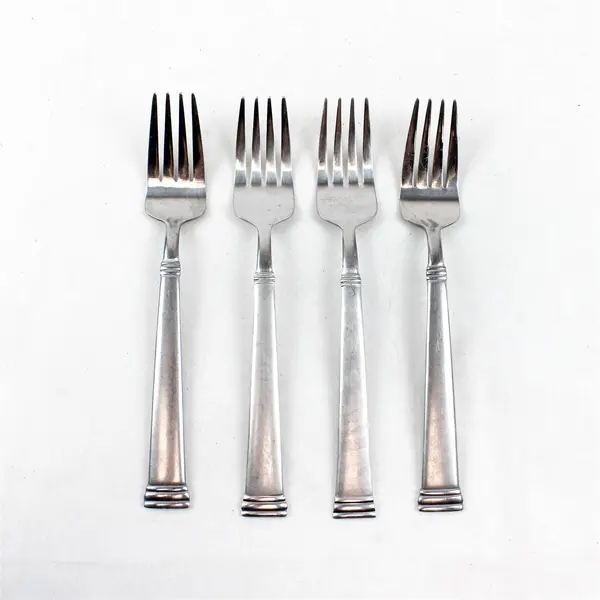Lot of 4 Pfaltzgraff Parker Frost Stainless Steel Salad Forks 7.5"