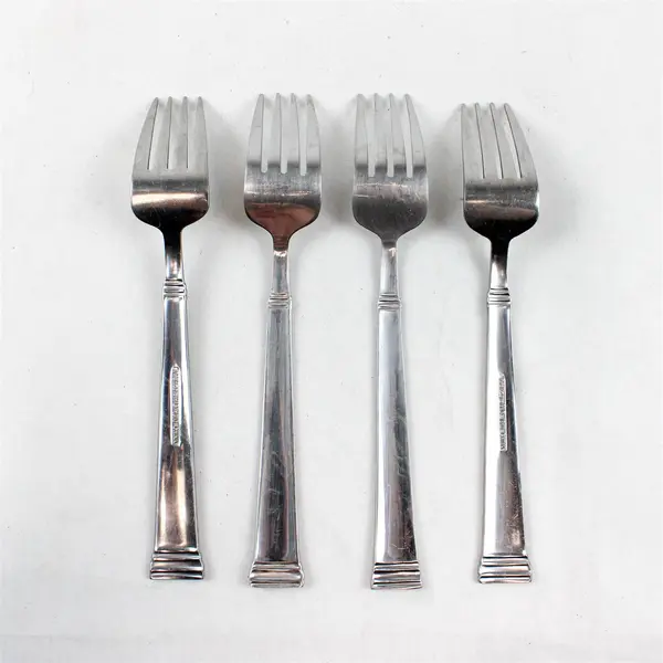 Lot of 4 Pfaltzgraff Parker Frost Stainless Steel Salad Forks 7.5"