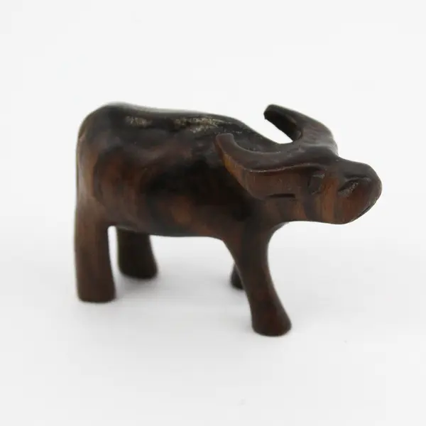 VTG Hand Carved Wood Miniature Water Buffalo Sculpture/Figurine 1 1/2” x 2 1/2”