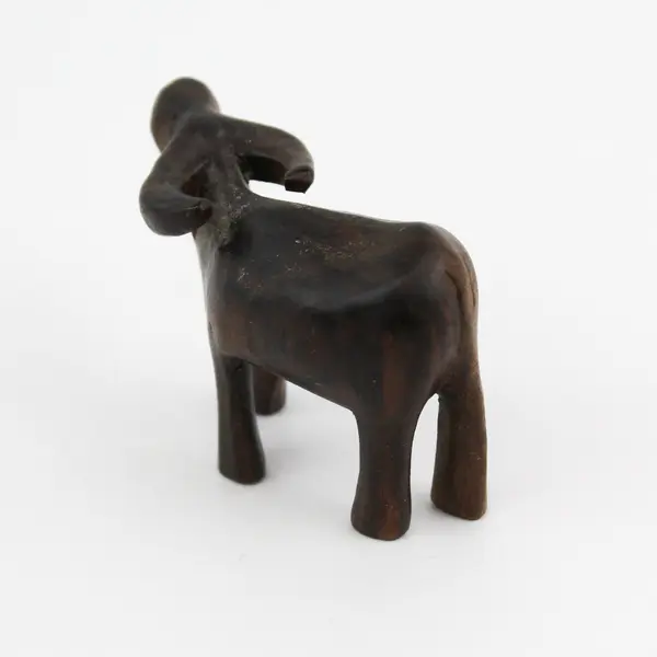 VTG Hand Carved Wood Miniature Water Buffalo Sculpture/Figurine 1 1/2” x 2 1/2”