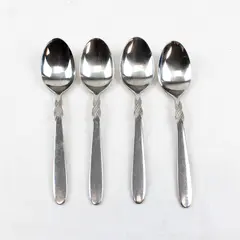 Lot of 4 Retroneu Braid Stainless Steel Oval Soup Spoons 7.5"