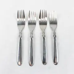 Lot of 4 Retroneu Braid Stainless Steel Salad Forks 7"