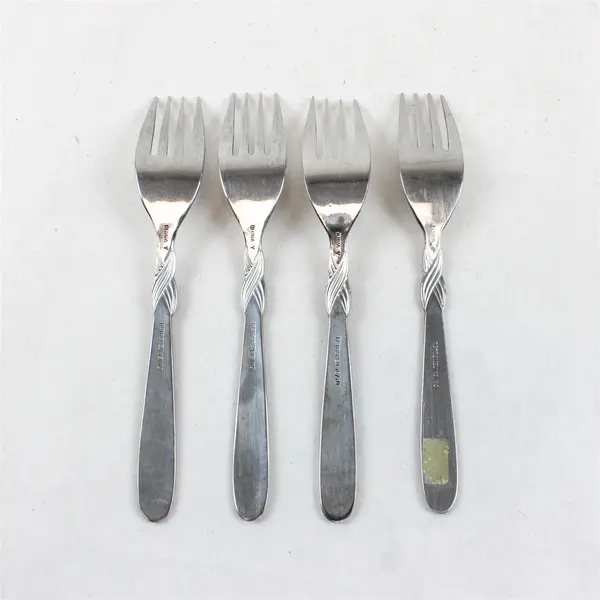Lot of 4 Retroneu Braid Stainless Steel Salad Forks 7"
