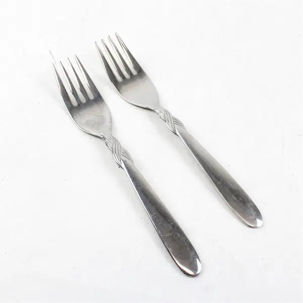 Lot of 4 Retroneu Braid Stainless Steel 8" Oval Soup Spoons & 7" Salad Forks