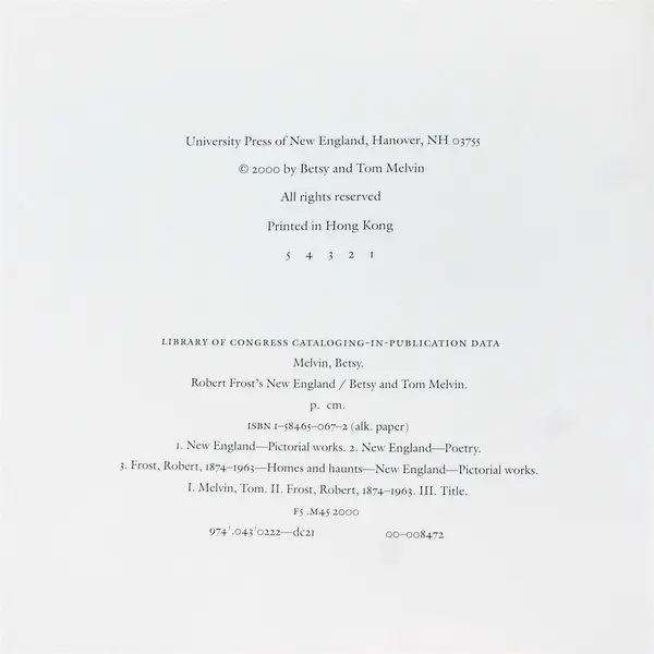 Robert Frost's New England - Hardcover By Betsy and Tom Melvin