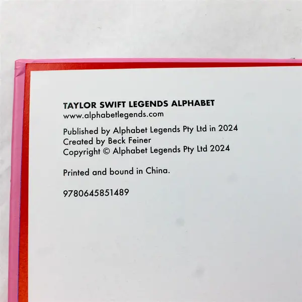 Taylor Swift Legends Alphabet by Beck (Robin) Feiner 2024 Hardcover (Unofficial)