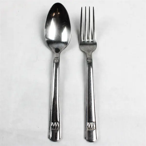 Lot of 2 Cuisinart Westlake Oval Soup Spoon 8" & Dinner Fork 8"