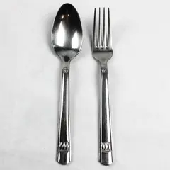 Lot of 2 Cuisinart Westlake Oval Soup Spoon 8" & Dinner Fork 8"