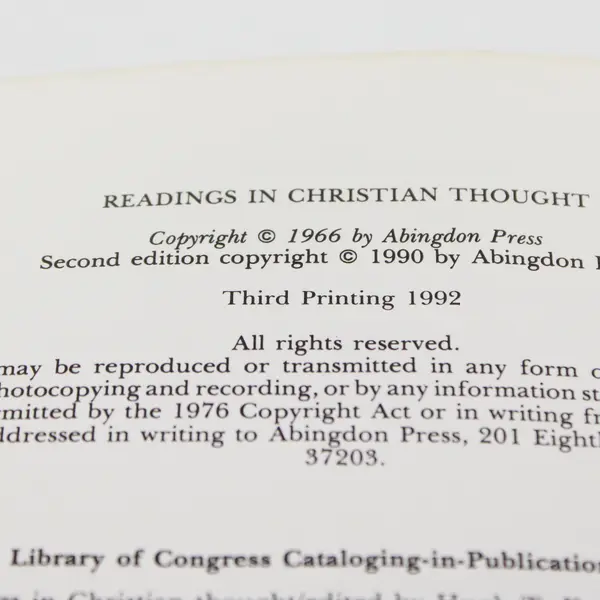 Readings in Christian Thought Edited by Hugh T Kerr 1992 2nd Edition Paperback