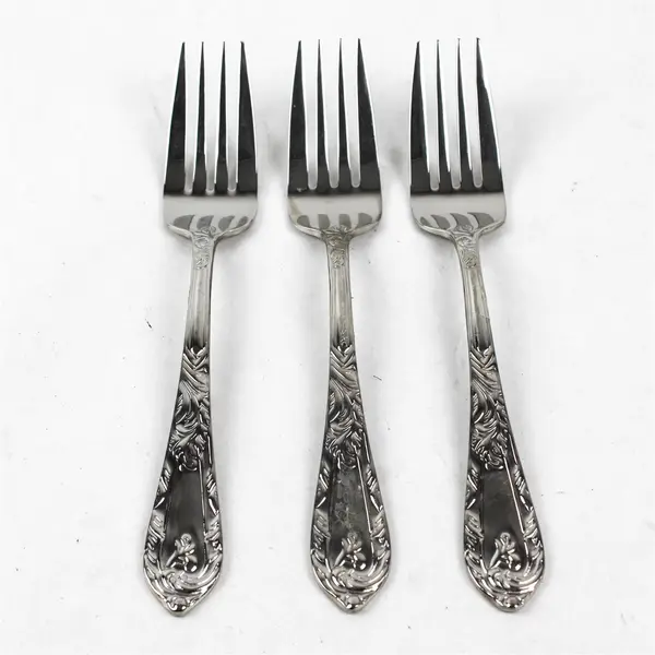 Lot of 3 Reed & Barton Monique Stainless Steel Salad Forks 7.5"