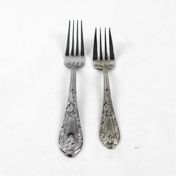Lot of 2 Reed & Barton Monique Stainless Steel Salad Fork 7" and Dinner Fork 8"