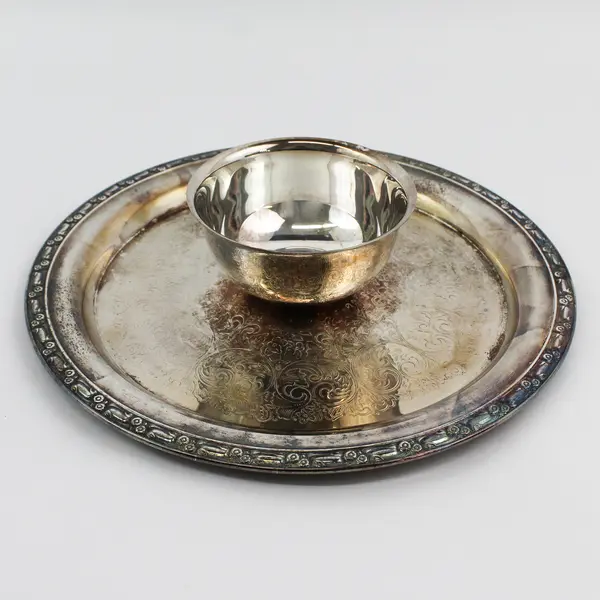 Vtg Oneida  Silver Plate Chip & Dip Serving Tray
